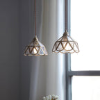 Traditional Japanese Cone Geometric Glass Copper 1-Light Pendant Light Lumendat