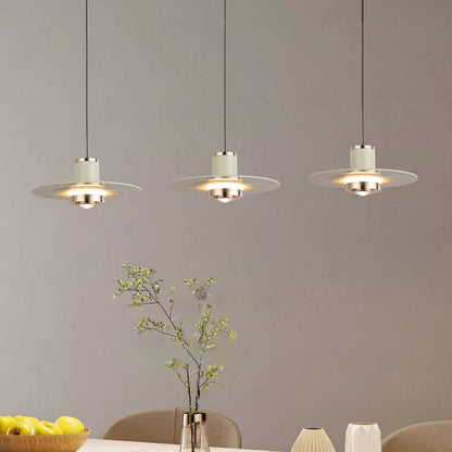 Modern Minimalist Cylinder Flying Saucer Metal LED Pendant Light for Living Room