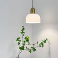 Japanese Wabi-sabi Brass Semi-circle Pleated Glass 1-light Pendant Light