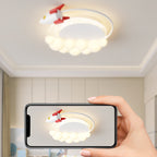 Lumendat Modern Art Deco Kids Iron PE Rocket Cloud Round LED Flush Mount Ceiling Light For Bedroom Lumendat