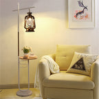 European Vintage Simple Lantern Table Iron Wood Marble 1-Light Standing Floor Lamp Lumendat
