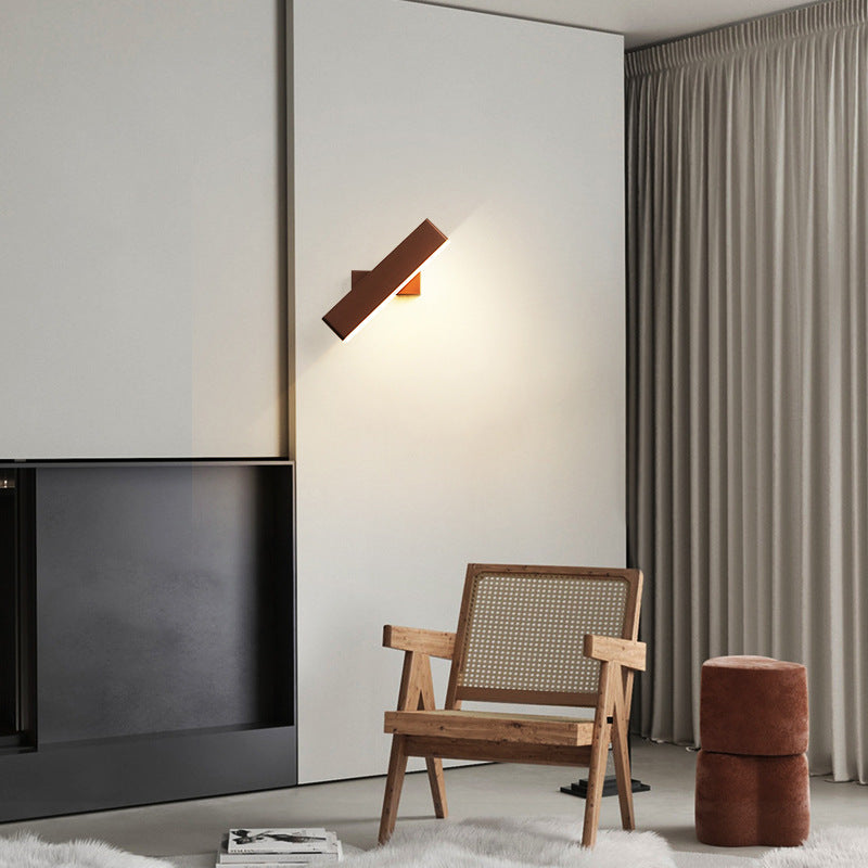 Modern Minimalist Rectangular Bar Aluminum Acrylic Rotatable LED Wall Sconce Lamp For Living Room Lumendat