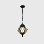 European Vintage Round Ball Die-cast Aluminum Glass Waterproof Outdoor 1-light Pendant Light BulbSquare