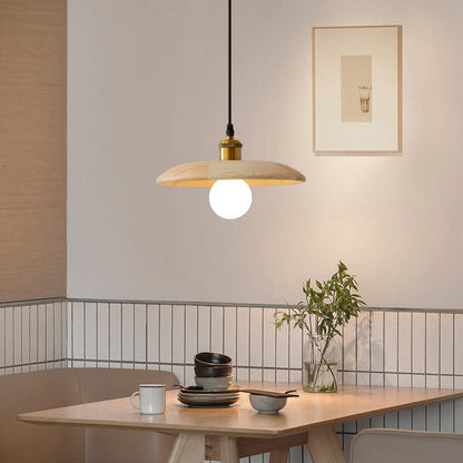 Nordic Modern Minimalist Solid Wood Disc 1-light Pendant Light