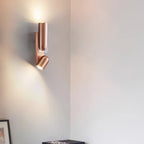 Modern Minimalist Rotatable Cylinder Metal Glass 2-Light Wall Sconce Lamp For Bedroom Lumendat