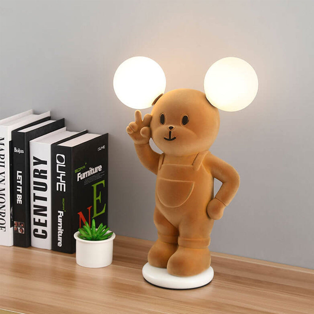 Lumendat Cartoon Creative Bear Khaki Resin Acrylic LED Table Lamp Lumendat