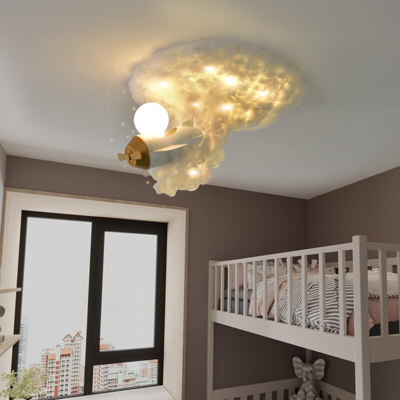 Modern Creative Spray Airplane Cotton 1/3/5-light Kids Flush Mount Ceiling Light