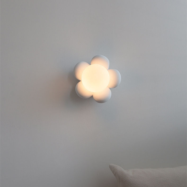 Modern Creative Flowers Shape Glass Ceramic 1-Light Kids Wall Sconce Lamp Lumendat