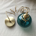 Traditional Japanese Oval Brass Glass 1-light Pendant Light for Bedroom