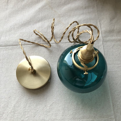 Traditional Japanese Oval Brass Glass 1-light Pendant Light for Bedroom