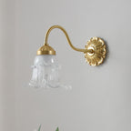 Traditional French Glass Flower Copper 1-Light Wall Sconce Lamp For Living Room Lumendat