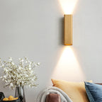 Nordic Minimalist Brushed Aluminum Rectangular Column LED Wall Sconce Lamp