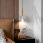 Light Luxury Minimalist Crystal Metal Pillar LED Pendant Light