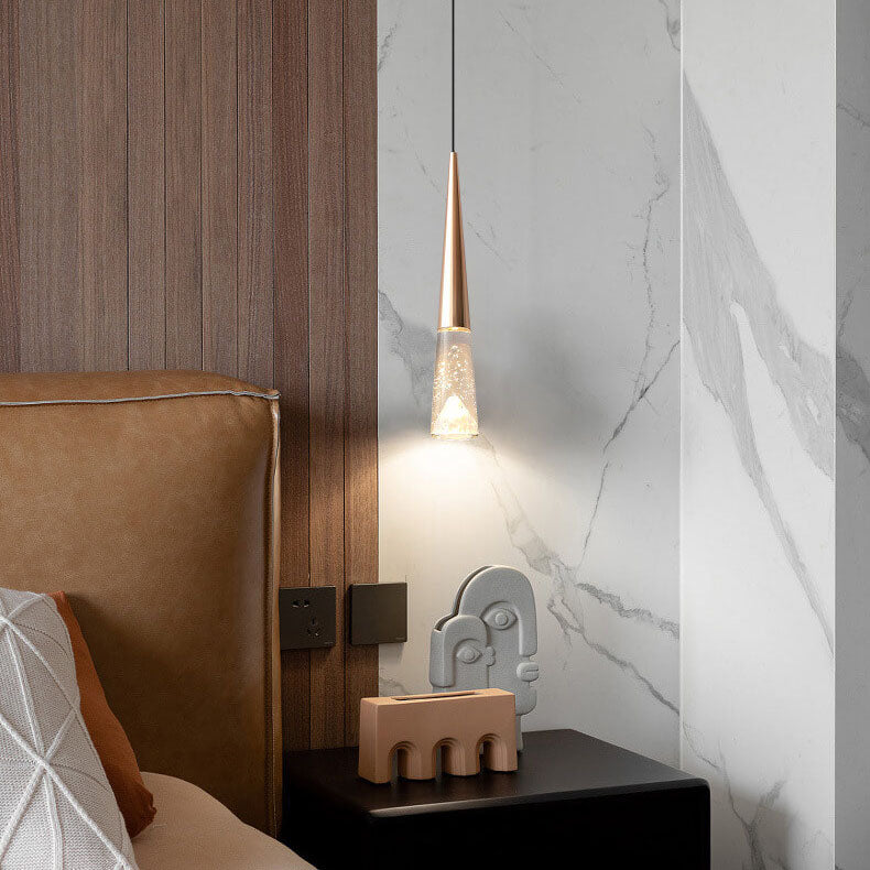 Light Luxury Minimalist Crystal Metal Pillar LED Pendant Light