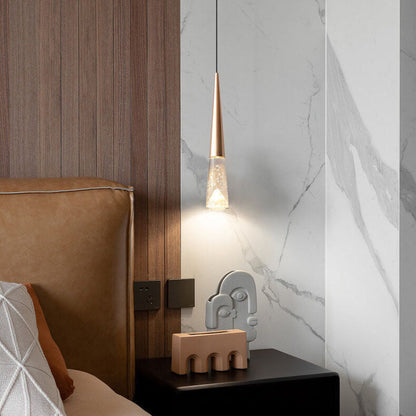 Light Luxury Minimalist Crystal Metal Pillar LED Pendant Light