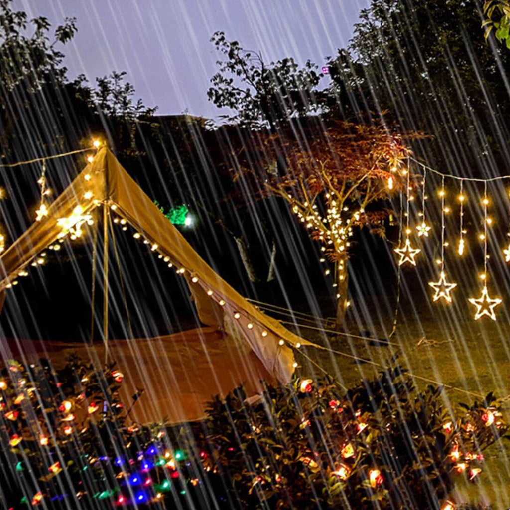 LED Solar Star Moon Curtain Light Christmas Outdoor Patio Decorative Camping String Lights Lumendat