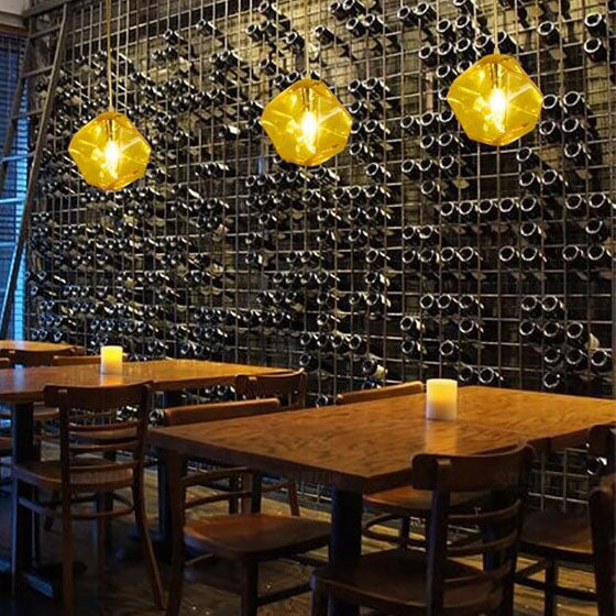 Modern Simplicity Irregular Shape Glass 1-light Pendant Light for Living Room BulbSquare