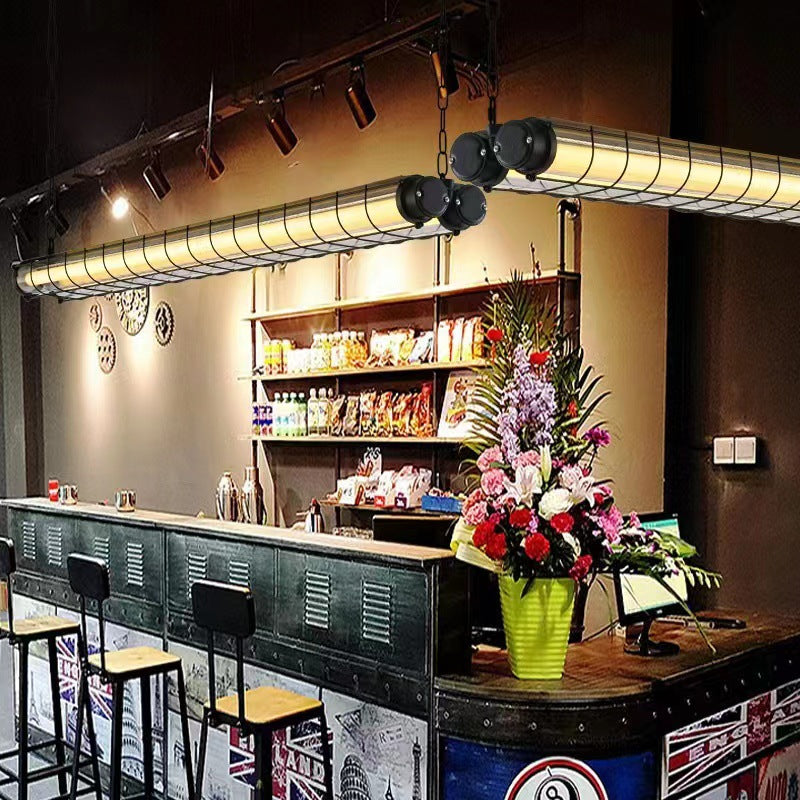 Contemporary Industrial Long Metal Acrylic 1/2 Light Island Light Chandelier for Dining Room