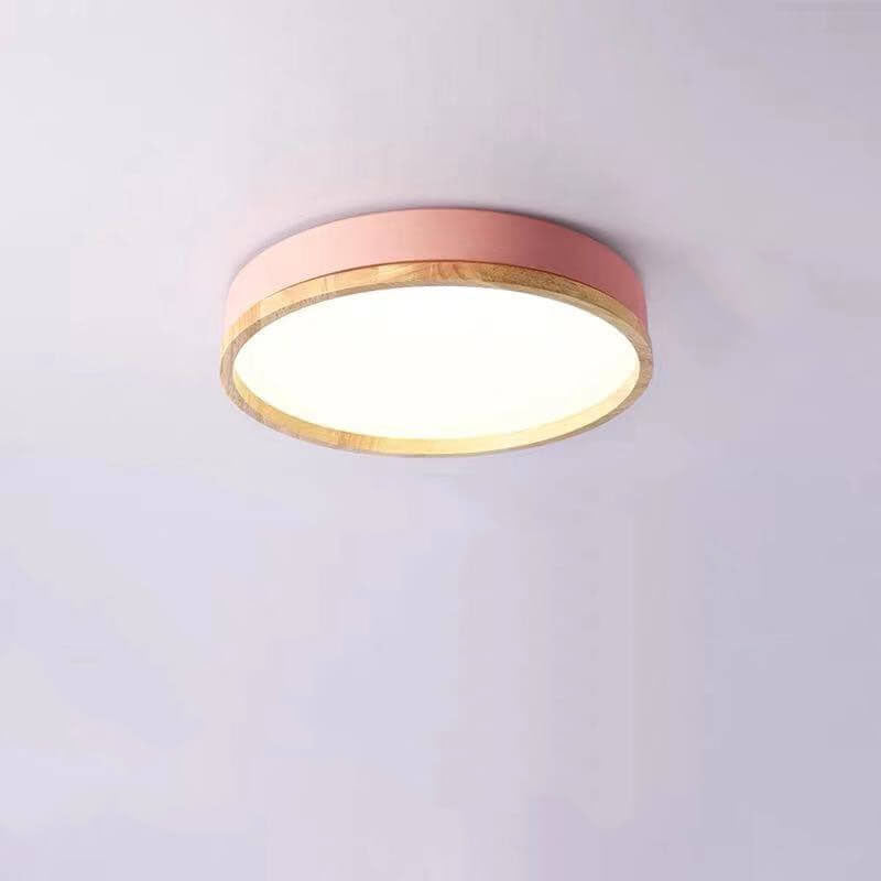 Simple Macaron Round Acrylic LED Flush Mount Ceiling Light BulbSquare