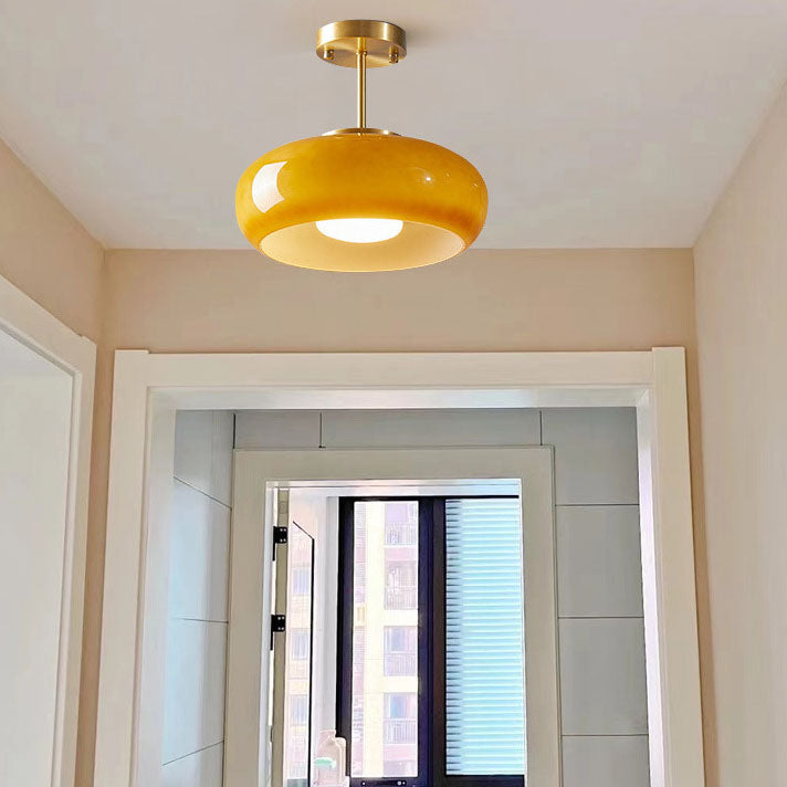 Contemporary Scandinavian Oval Iron Copper Glass 1-light Pendant Light for Bedroom