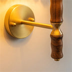 Japanese Vintage Walnut Pleated Umbrella 1-Light Wall Sconce Lamp