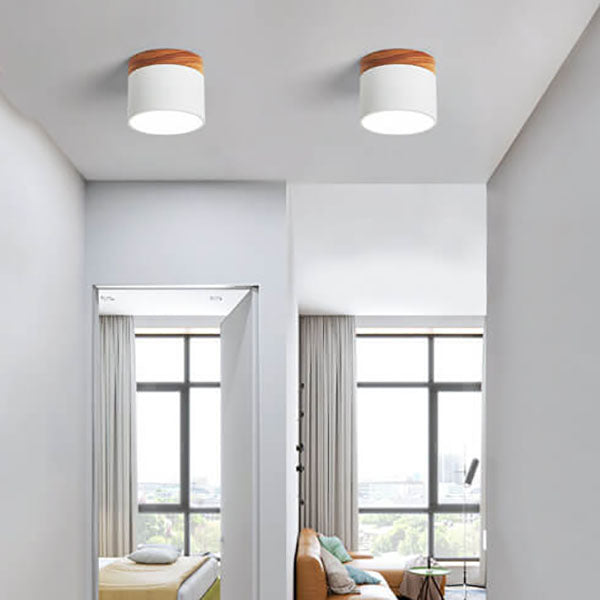 Scandinavian Macaroon Solid Color Log LED Flush Mount Ceiling Light BulbSquare