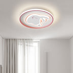 Lumendat Contemporary Creative Cartoon Rabbit Iron Acrylic LED Kids Flush Mount Ceiling Light For Bedroom Lumendat