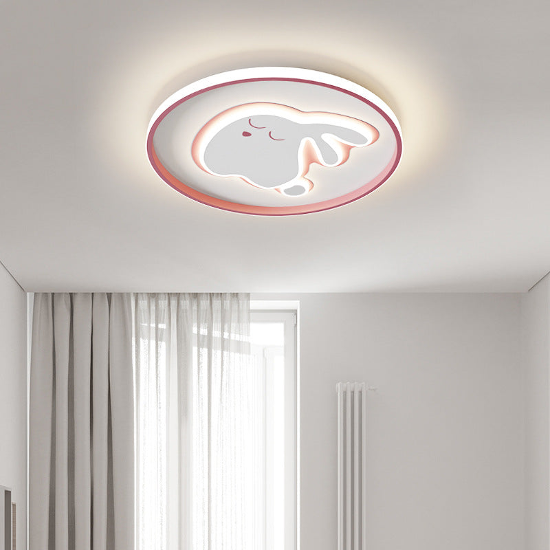 Lumendat Contemporary Creative Cartoon Rabbit Iron Acrylic LED Kids Flush Mount Ceiling Light For Bedroom Lumendat