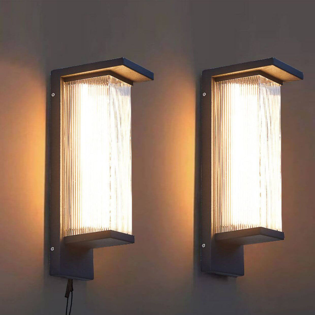 Industrial Waterproof Rectangular PC Striped Shade LED Outdoor Wall Sconce Lamp Lumendat