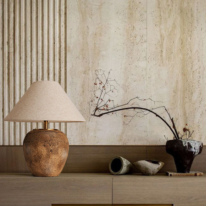 Modern Shabby Chic Cone Fabric Ceramic Jar 1-Light Table Lamp For Bedroom Lumendat