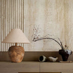 Modern Shabby Chic Cone Fabric Ceramic Jar 1-Light Table Lamp For Bedroom Lumendat