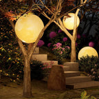 Contemporary Nordic Solar Waterproof Pe Resin Round Moon LED Pendant Light for Outdoor Patio Lumendat