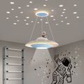 Lumendat Modern Art Deco Kids Iron Acrylic UFO Spaceship Astronaut Round LED Pendant Light For Bedroom Lumendat