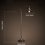 Contemporary Industrial Cylindrical Long Arm Iron 1-Light Standing Floor Lamp For Bedroom Lumendat