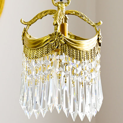Vintage Luxury Crystal Copper Tassel 1-Light Pendant Light