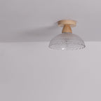 Japanese Minimalist Log Glass 1-light Semi-flush Mount Light BulbSquare
