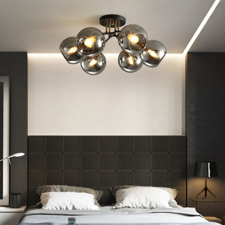 Modern Light Luxury Glass Magic Bean Round 4/6/8 Light Semi-Flush Mount Ceiling Light Lumendat