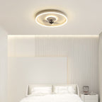 Contemporary Nordic Round Iron Silicone Aluminum Invisible LED Flush Mount Ceiling Fan Light For Living Room & Bedroom Lumendat