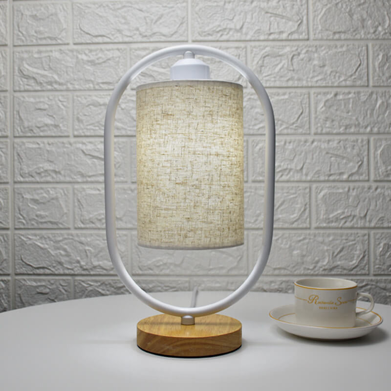 Nordic Linen White Ring 1-Light Dimmable Table Lamp Lumendat