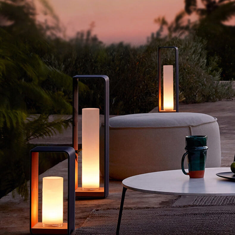 Modern Minimalist Square Frame Stainless Steel Acrylic LED Waterproof Lawn Landscape Light For Outdoor Patio Lumendat