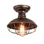 Contemporary Industrial Iron Net Pot Cover Shape 1-Light Semi-Flush Mount Ceiling Light For Living Room