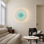 Modern Art Deco Wave Pattern Round Glass 1-Light Wall Sconce Lamp For Bedroom Lumendat