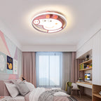 Lumendat Contemporary Creative Kids Iron Acrylic Round Pig LED Flush Mount Ceiling Light For Bedroom Lumendat