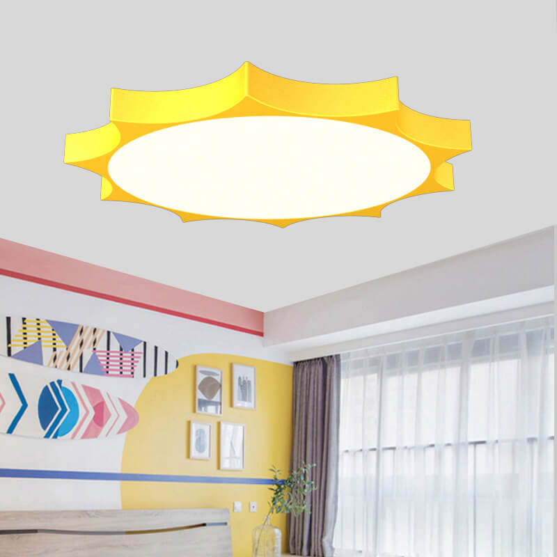 Lumendat Modern Children's Sun Iron Acrylic Frosted LED Flush Mount Ceiling Light Lumendat