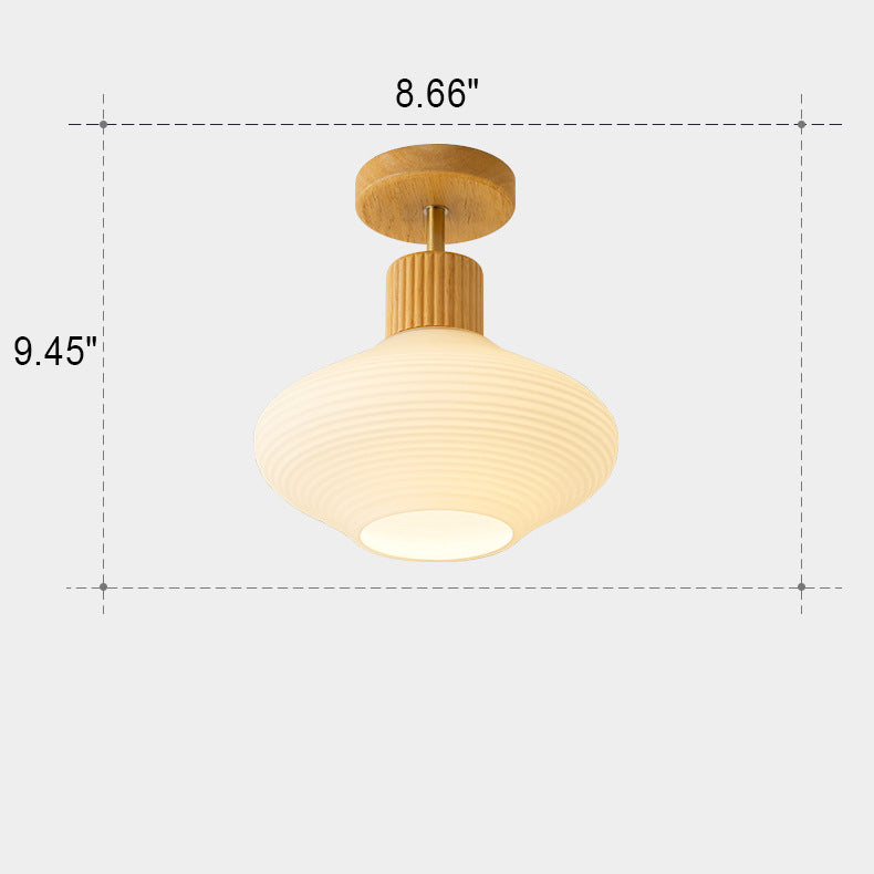 Nordic Log Striped Glass Oval 1-light Semi-flush Mount Ceiling Light