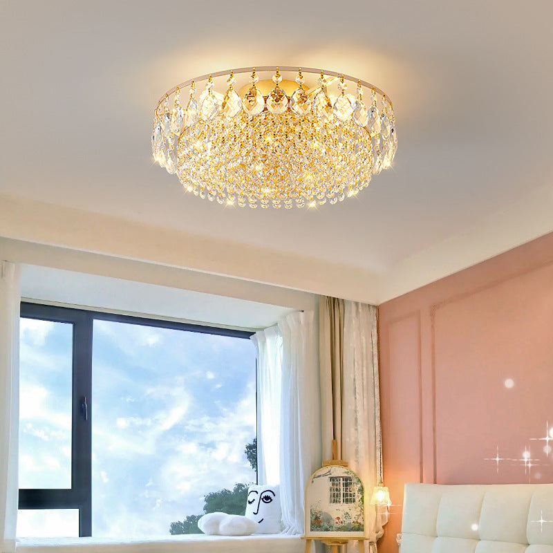 Modern Luxury Circle Iron Crystal 4/6/8/10 Light Flush Mount Ceiling Light For Living Room Lumendat