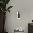 Contemporary Nordic Cylinder Metal Wood 1-light Pendant Light for Living Room