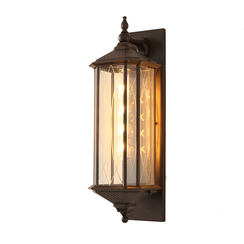 Outdoor Vintage Chinese Transparent Cage 1-Light Waterproof Wall Sconce Lamp Lumendat