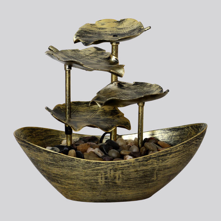 Creative Lotus Leaf Yuanbao Flowing Fountain LED Decorative Table Lamp Lumendat