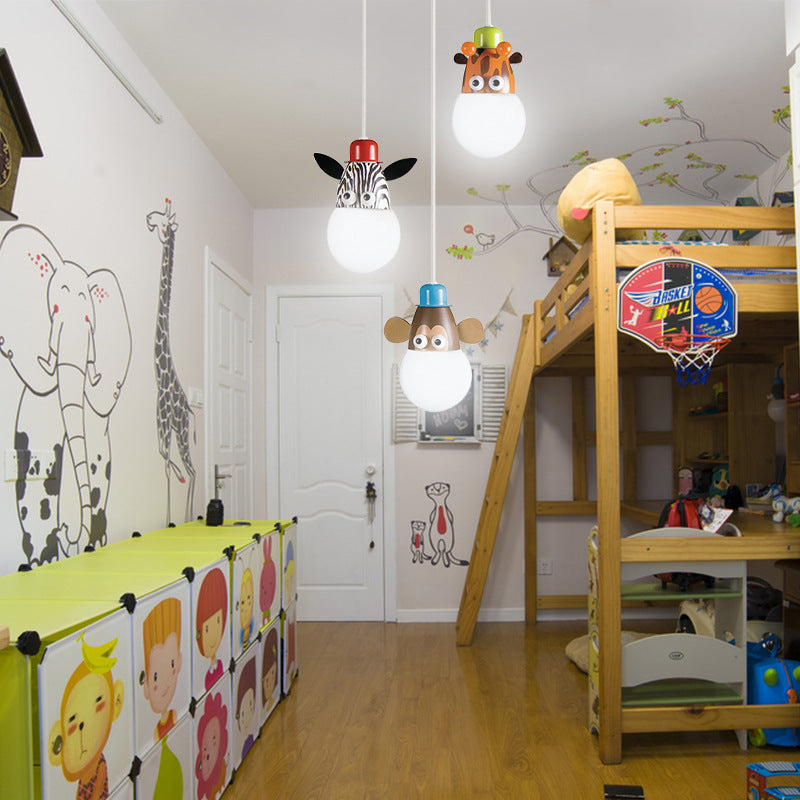 Lumendat Contemporary Creative Acrylic Cartoon Animal Hardware Frame 3-Light Kids Chandelier For Bedroom Lumendat